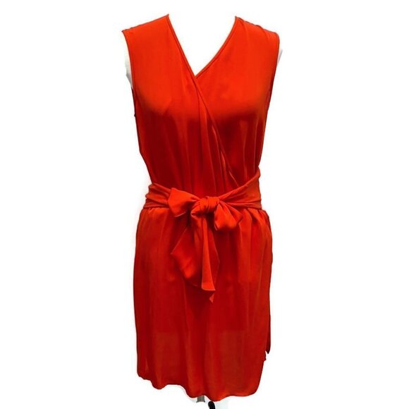Diane Von Furstenberg Dresses & Skirts - Diane Von Furstenberg Red Silk Faux Wrap Dress